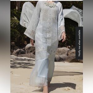 Elegant Long Sleeve Lace Dress with pants and scarf